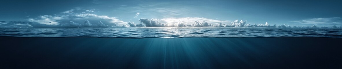 Naklejka premium Digital illustration of an underwater scene. the background is a deep blue color, and the water is a lighter shade of blue.