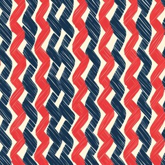 Obraz premium Seamless pattern of woven red and blue lines in fabric texture