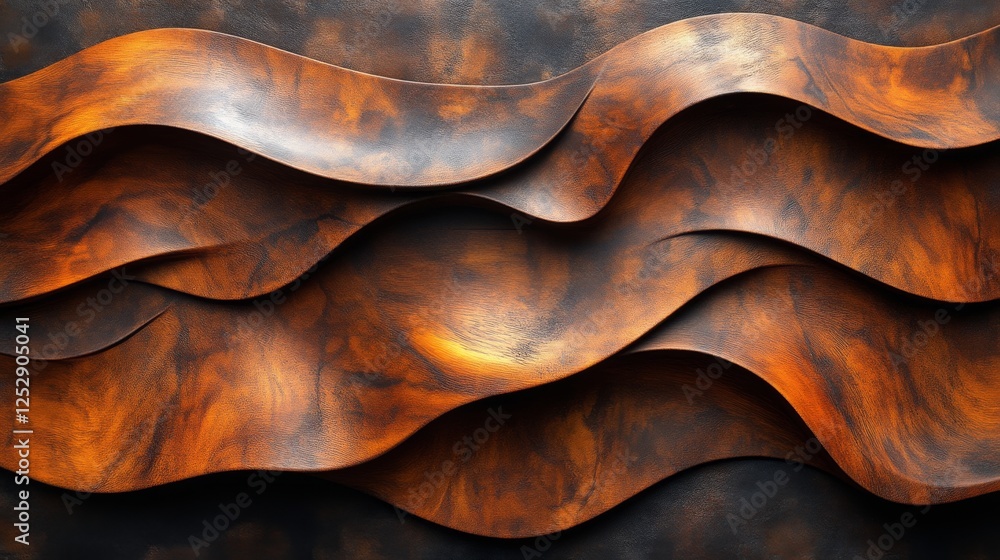 Poster abstract wooden panel with flowing wave patterns, art and design concept