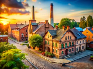 Fototapeta premium Charming Miniature Old Brewery Cesis Latvia - Tilt-Shift Photography