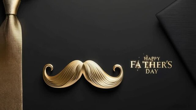 Elegant golden mustache and bowtie celebrate fathers day with style and sophistication