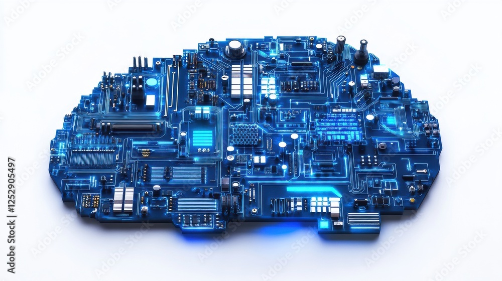 Poster futuristic circuit board design representing artificial intelligence