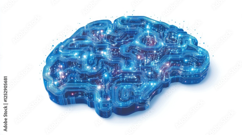 Poster abstract brain design with circuit patterns and glowing effects