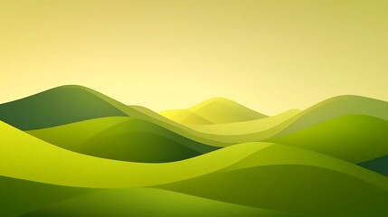 Obraz premium Rolling Green Hills Under a Yellow Sky