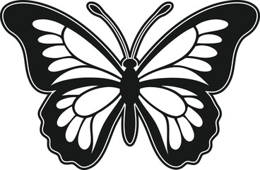 Simple Black and White Butterfly Silhouette