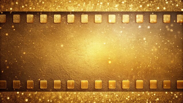 Warm golden texture of 35mm film stock with subtle speckles and fine granules, 35mm, celluloid