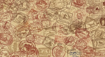 Fototapeta premium Vintage postage stamps and postal markings on a textured background