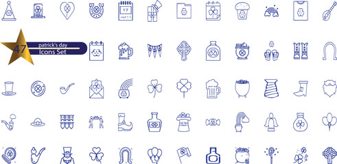 St patricks day icons collection. Set vector line with elements for mobile concepts and web apps.