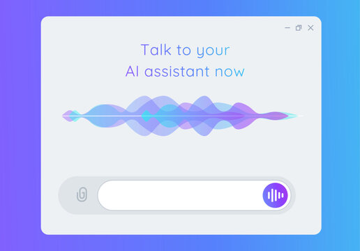AI Virtual Assistant Speech to text with waveform User Interface speak chat with AI virtual assistant bot artificial intelligence having conversation smart Voice Assistant