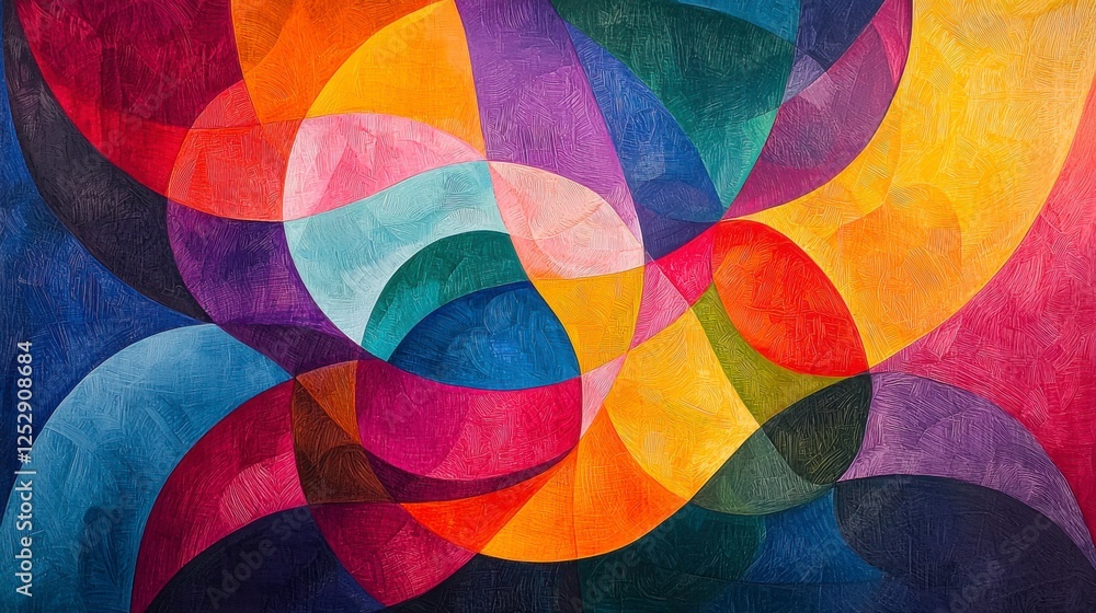 Poster vibrant abstract art piece with colorful curves and dynamic patterns, perfect for modern decor and a