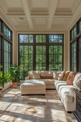 Cozy living room interior modern home bright environment wide view