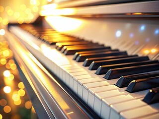 Close-up Macro Photography of Piano Keys, Detailed Texture and Ivory White Keys