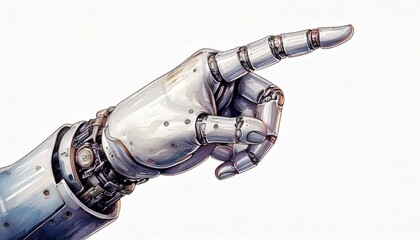 A futuristic robotic hand pointing, symbolizing innovation and advancement.