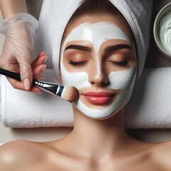 Women face facials in salon