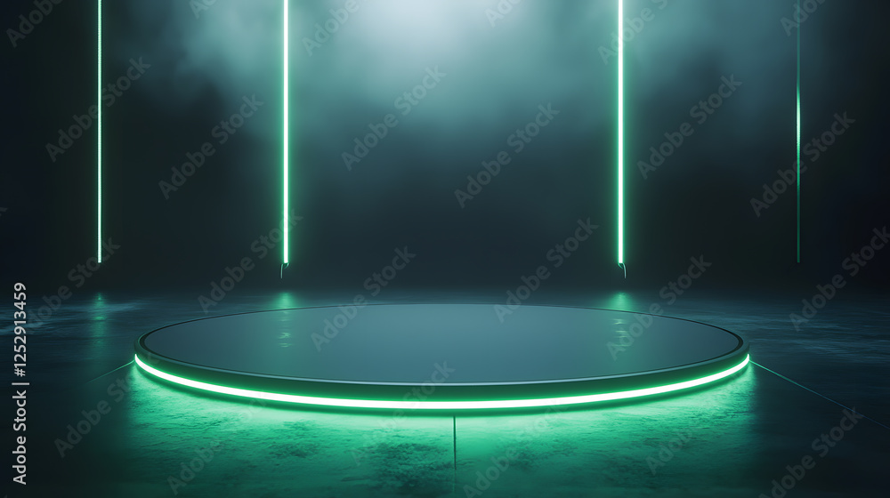 Poster dynamic neon stage setup for events urban studio visual art modern environment ground level creative