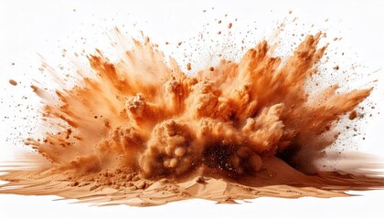 An explosive burst of dust and particles showcasing raw energy and dynamic movement.