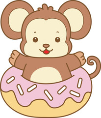 Obraz premium Cute Monkey vector icon. Funny baby Monkey animal series stock illustration. life of fluffy Monkey designs.