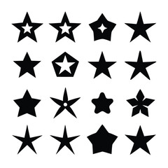 A set of diverse star shapes, perfect for graphic design projects.