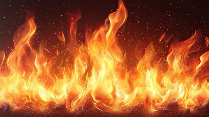 Fototapeta premium Fiery Embers Blaze Brightly Against Dark Background