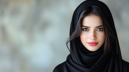 Confident Muslim woman portrait, neutral background, beauty, fashion