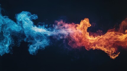Obraz premium Close-up of powerful gas flames transitioning between deep blue and blazing orange on a dark backdrop.