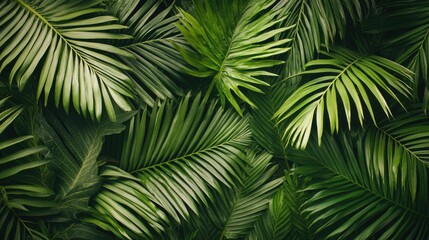 Lush Green Tropical Palm Leaves Background for Natural Settings