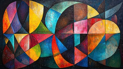 Fototapeta premium Vibrant Abstract Art with Geometric Shapes and Bold Colors, Perfect for Modern Interior Design and Artistic Decor