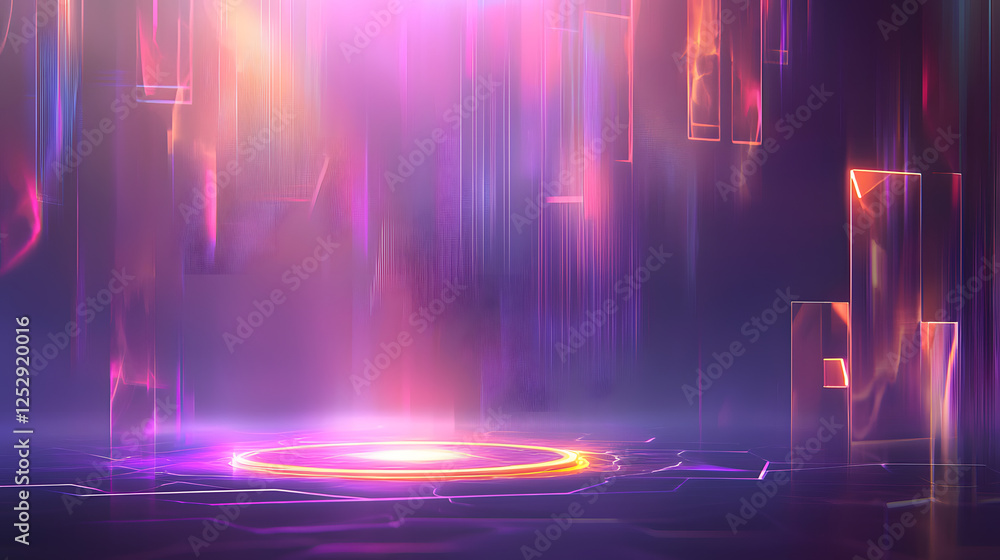 Poster dynamic light show virtual space digital art abstract futuristic environment immersive experience