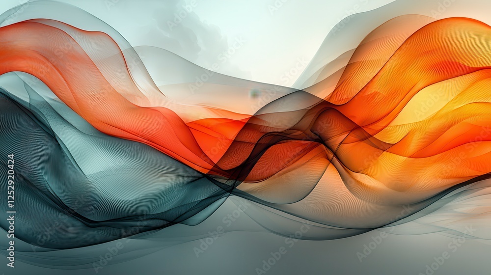 Poster abstract wave patterns with fluid textures in orange and black hue for modern art and design applica