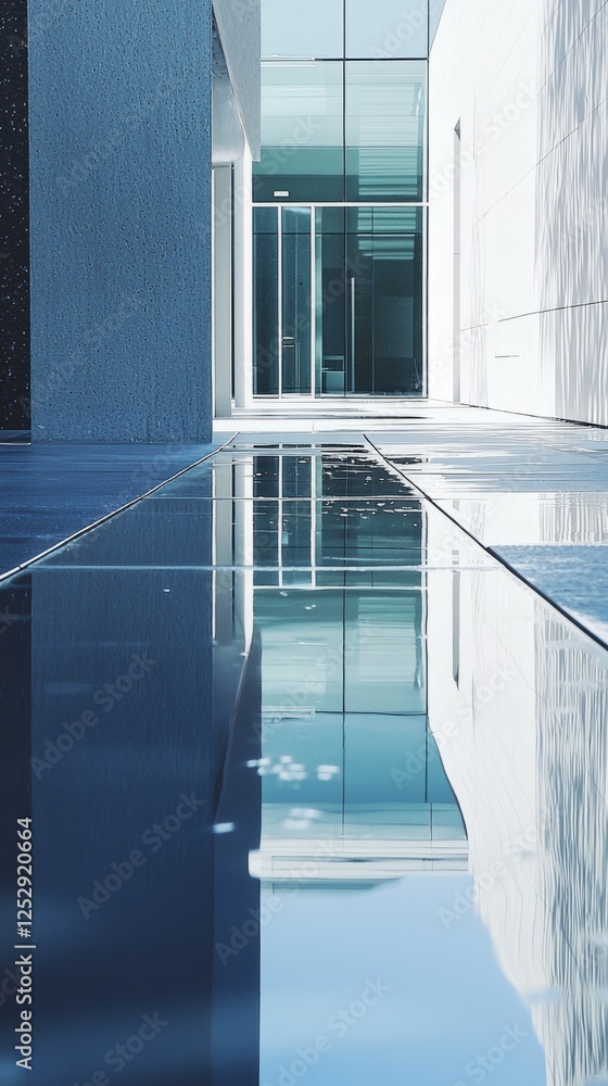 Poster Reflections in Modern Architecture with Water Surface Calmness