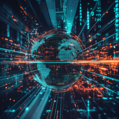 Fototapeta premium Digital Globe Network Technology Concept