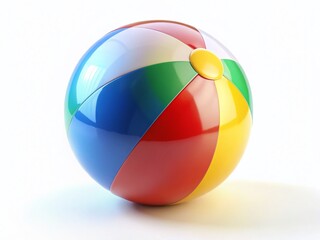 Colorful Inflatable Beach Ball Isolated on White Background - Fun Summer Toy