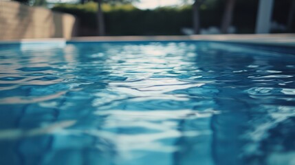 Swimming Pool Serenity: A Close-Up View of Sparkling Blue Water