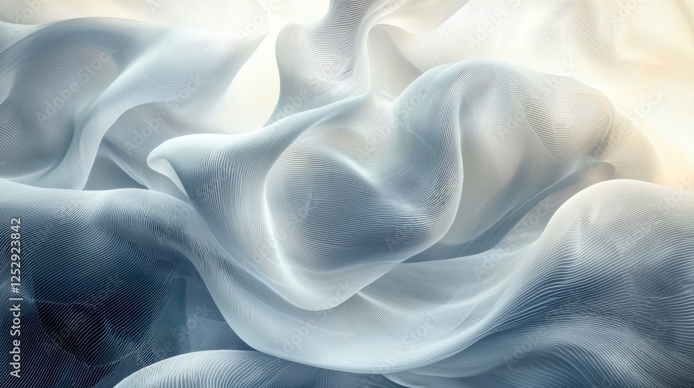 Poster elegant abstract textile waves flowing in soft light, capturing the ethereal beauty of fabric with s