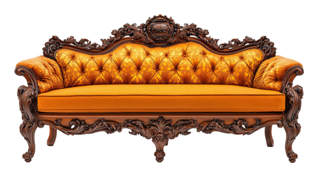 Comfortable luxury sofa isolated on transparent background