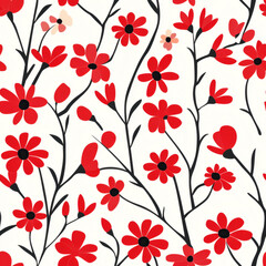 seamless pattern with red flowers