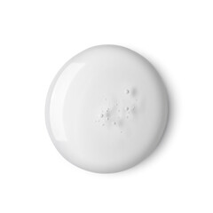 Close-up of a transparent cosmetic gel smear with bubbles on a white background