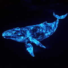 A hump back whale glowwing and luminescence