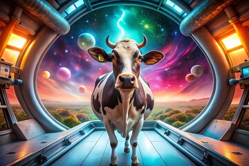 Cosmic Cow: Dairy Delight in Deep Space - A High-Definition Generative AI Image