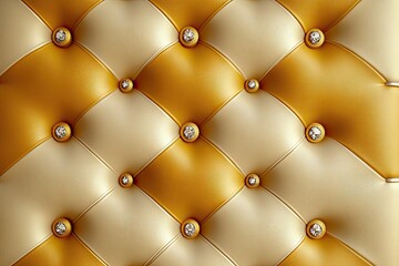 Fototapeta premium Gold and Beige Diamond Tufted Leather Texture