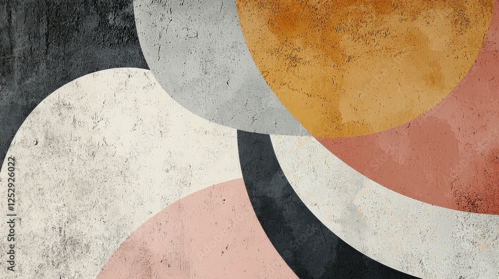 Poster abstract colorful shapes on textured surface for modern design