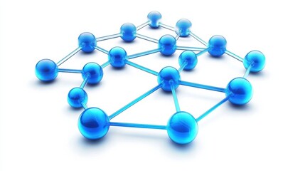 Blue Spheres Connected by Lines in Abstract Network Structure