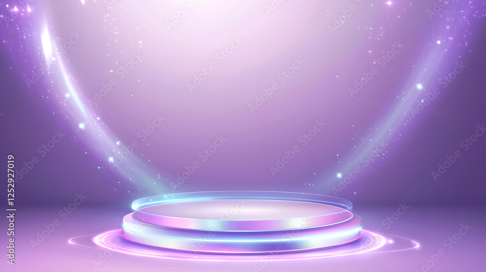 Poster dynamic light show stage setup for events virtual space graphic design futuristic aerial view creati