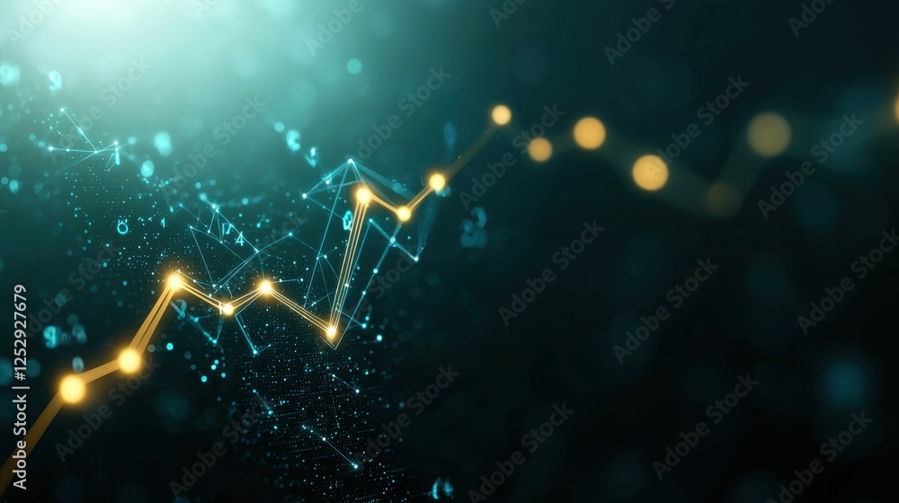 Poster financial chart background abstract 3d financial chart with glowing lines and upward projections, se
