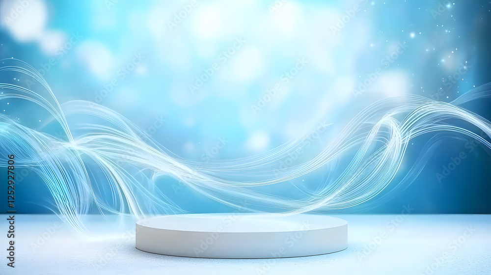 Poster dynamic waves of light create stunning visuals on a simple platform artistic scene bright environmen