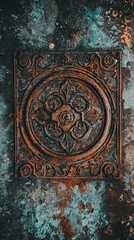 Obraz premium Ornate Vintage Wall Panel with Rustic Texture and Rich Detail