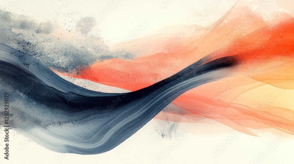 Aufkleber abstract colorful wave art with fluid brush strokes and soft blending techniques in warm and cool to