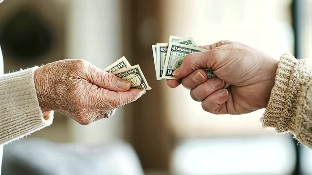 Generational Financial Views Grandparents Saving Cash Grandchildren Credit