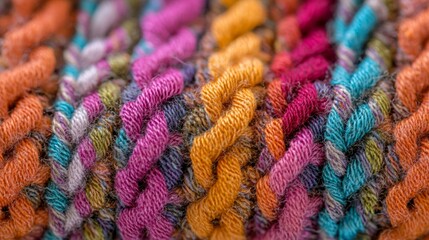 Colorful Textured Knitted Fabric with Vibrant Patterns and Tones