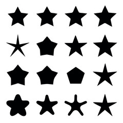 A set of various star shapes, each with a unique design and style.